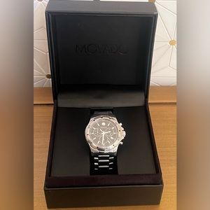 Movado series 800, 42 mm, 14.1.14.1060 black chronograph dial. Sapphire crystal.